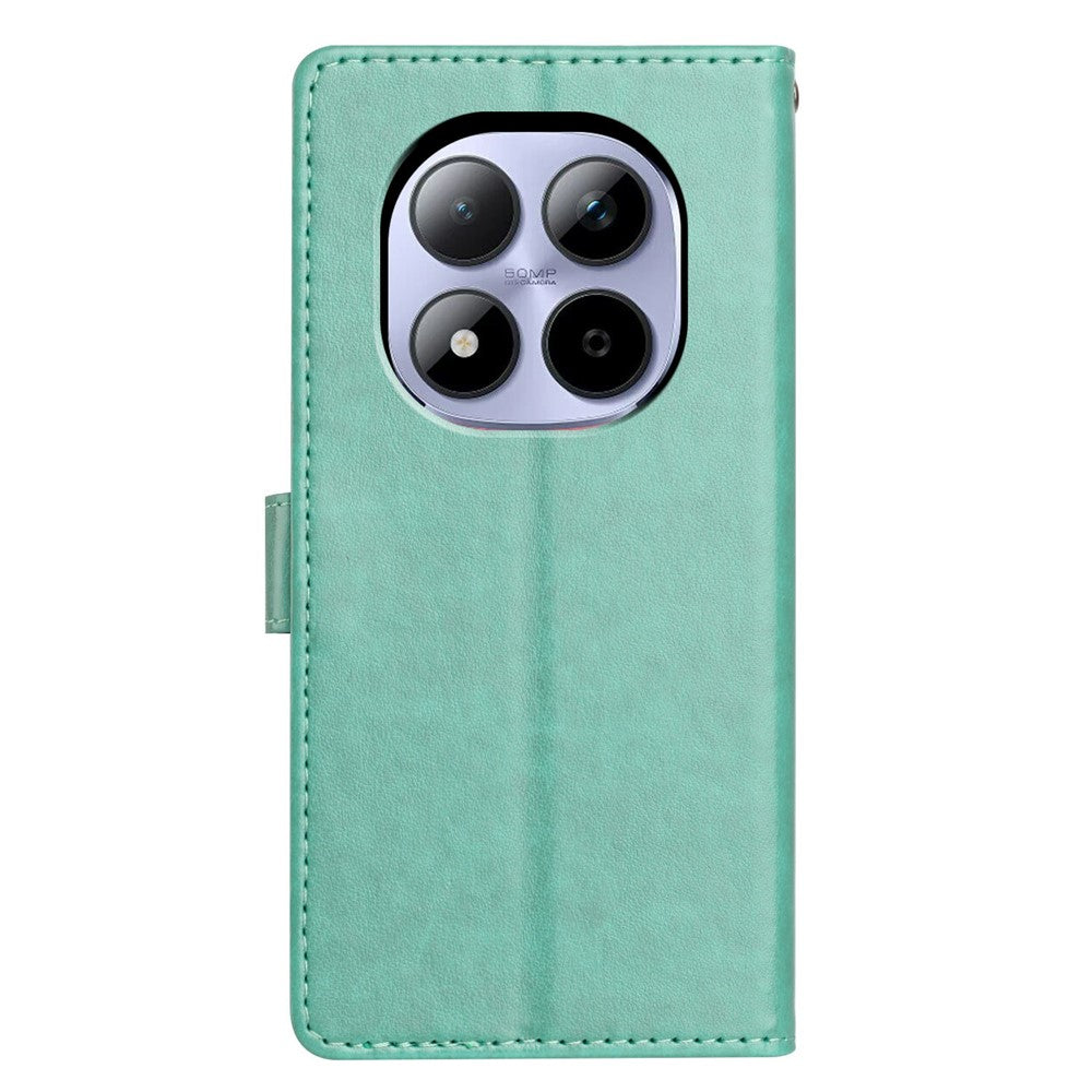 For Xiaomi Redmi Note 15 Pro 5G (Global) Leather Case Wallet Stand Phone Cover with Handy Strap - Green