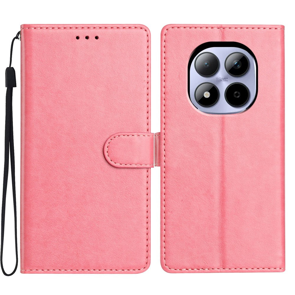 For Xiaomi Redmi Note 15 Pro 5G (Global) Leather Case Wallet Stand Phone Cover with Handy Strap - Rose Gold