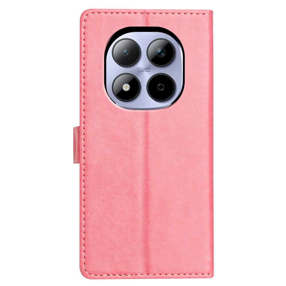 For Xiaomi Redmi Note 15 Pro 5G (Global) Leather Case Wallet Stand Phone Cover with Handy Strap - Rose Gold