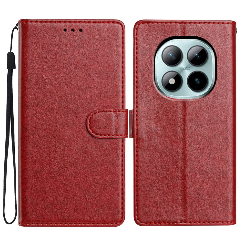 For Xiaomi Poco M8 Pro 5G / Redmi Note 15 Pro+ 5G (Global) Leather Case Wallet Stand Phone Cover with Handy Strap - Red