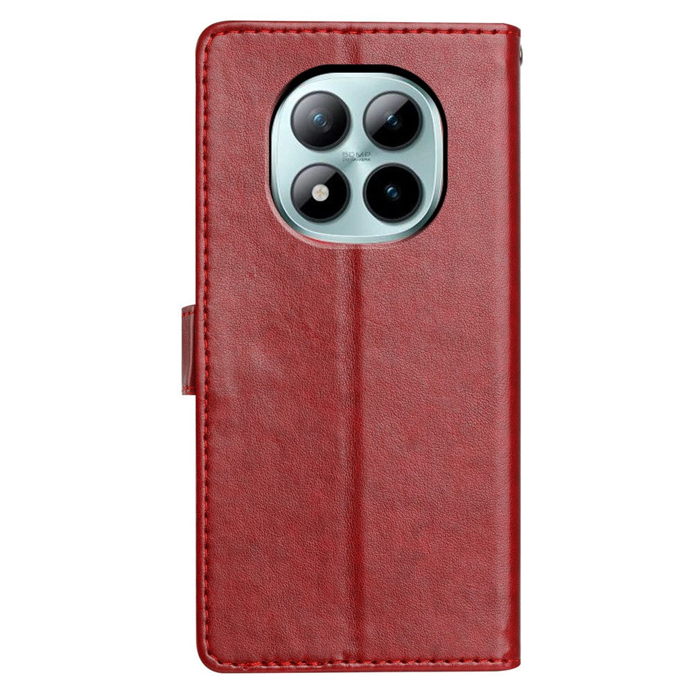 For Xiaomi Poco M8 Pro 5G / Redmi Note 15 Pro+ 5G (Global) Leather Case Wallet Stand Phone Cover with Handy Strap - Red