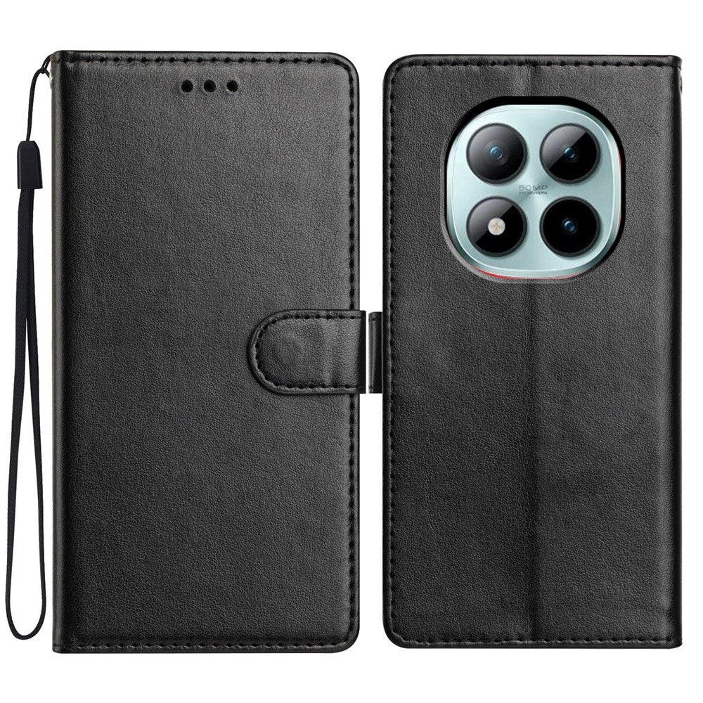 For Xiaomi Poco M8 Pro 5G / Redmi Note 15 Pro+ 5G (Global) Leather Case Wallet Stand Phone Cover with Handy Strap - Black
