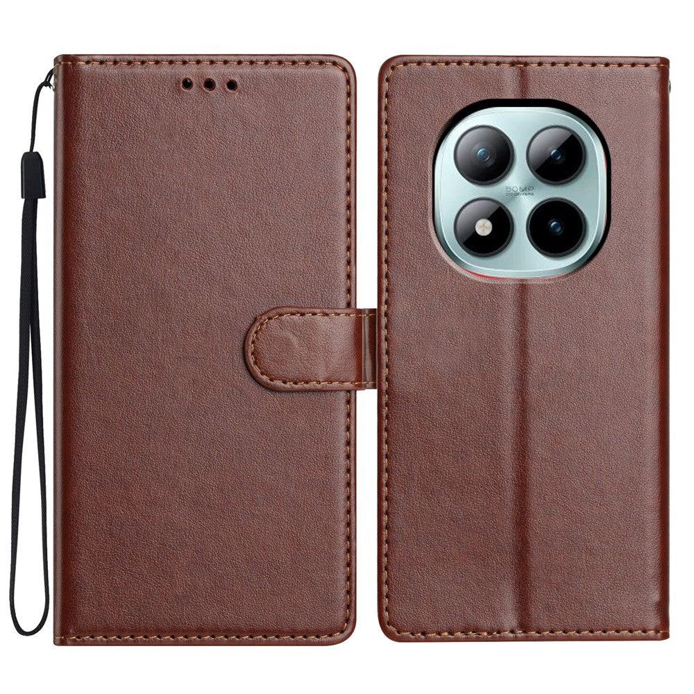 For Xiaomi Poco M8 Pro 5G / Redmi Note 15 Pro+ 5G (Global) Leather Case Wallet Stand Phone Cover with Handy Strap - Brown