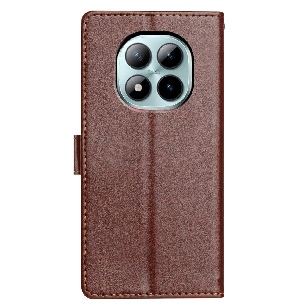 For Xiaomi Poco M8 Pro 5G / Redmi Note 15 Pro+ 5G (Global) Leather Case Wallet Stand Phone Cover with Handy Strap - Brown