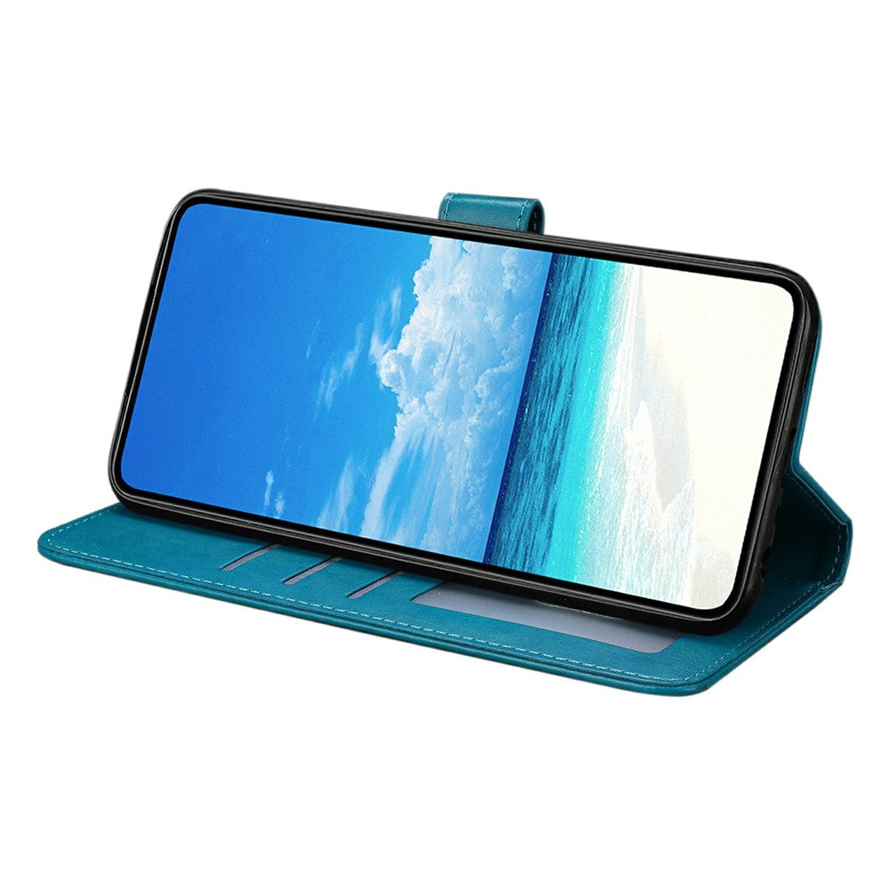 For Xiaomi Redmi Note 15 Pro 5G (Global) Case Butterfly Imprinted Wallet Stand PU Leather Flip Phone Cover with Strap - Blue