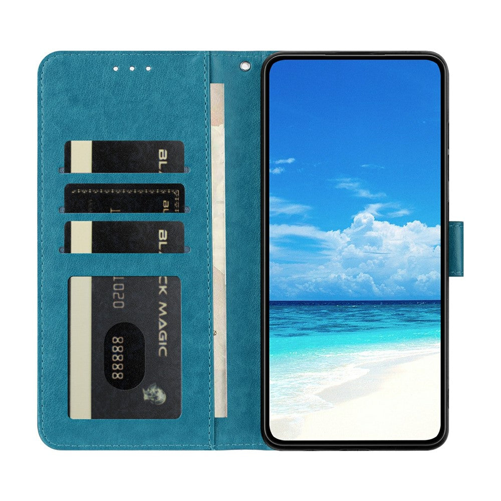 For Xiaomi Redmi Note 15 Pro 5G (Global) Case Butterfly Imprinted Wallet Stand PU Leather Flip Phone Cover with Strap - Blue