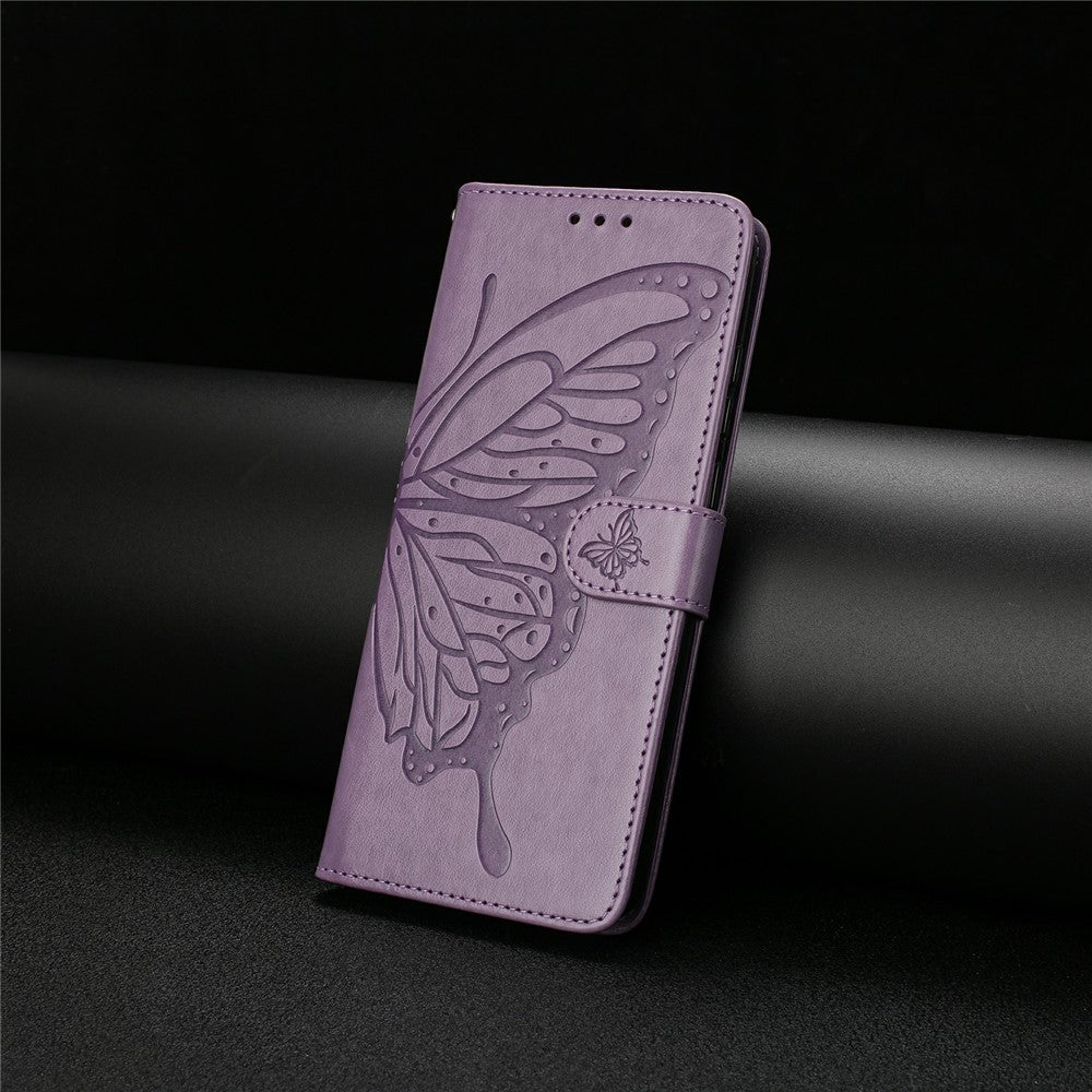For Xiaomi Redmi Note 15 Pro 5G (Global) Case Butterfly Imprinted Wallet Stand PU Leather Flip Phone Cover with Strap - Purple