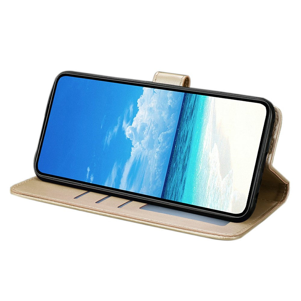 For Xiaomi Poco M8 Pro 5G / Redmi Note 15 Pro+ 5G (Global) Case Butterfly Imprinted Wallet Stand PU Leather Flip Phone Cover with Strap - Gold