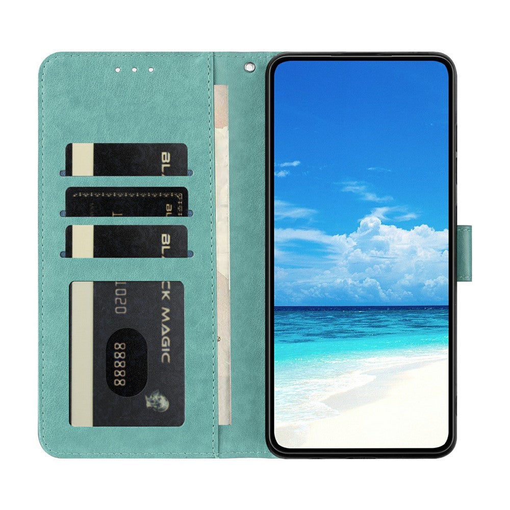 For Xiaomi Poco M8 Pro 5G / Redmi Note 15 Pro+ 5G (Global) Case Butterfly Imprinted Wallet Stand PU Leather Flip Phone Cover with Strap - Green