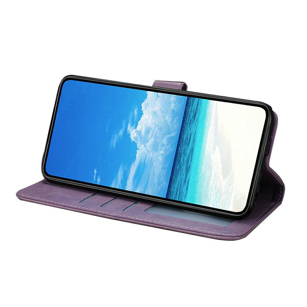 For Xiaomi Poco M8 Pro 5G / Redmi Note 15 Pro+ 5G (Global) Case Butterfly Imprinted Wallet Stand PU Leather Flip Phone Cover with Strap - Purple