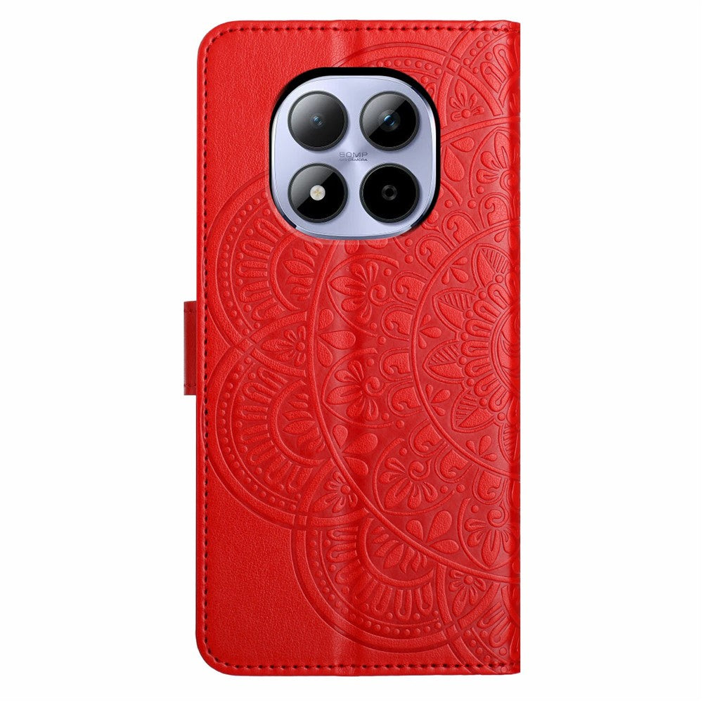 For Xiaomi Redmi Note 15 Pro 5G (Global) Leather Case with Card Slots Mandala Pattern Phone Cover Stand - Red