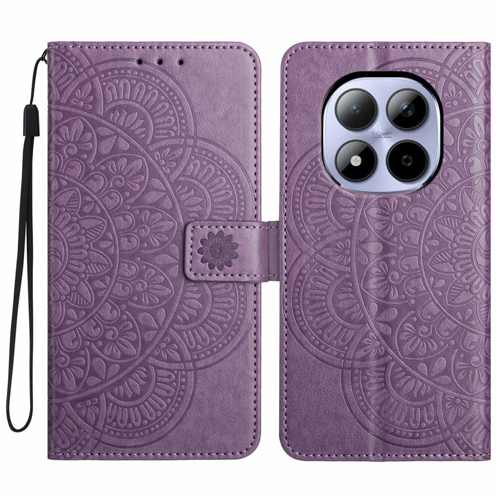 For Xiaomi Redmi Note 15 Pro 5G (Global) Leather Case with Card Slots Mandala Pattern Phone Cover Stand - Purple