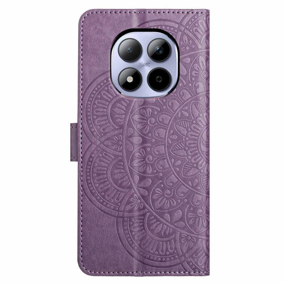 For Xiaomi Redmi Note 15 Pro 5G (Global) Leather Case with Card Slots Mandala Pattern Phone Cover Stand - Purple