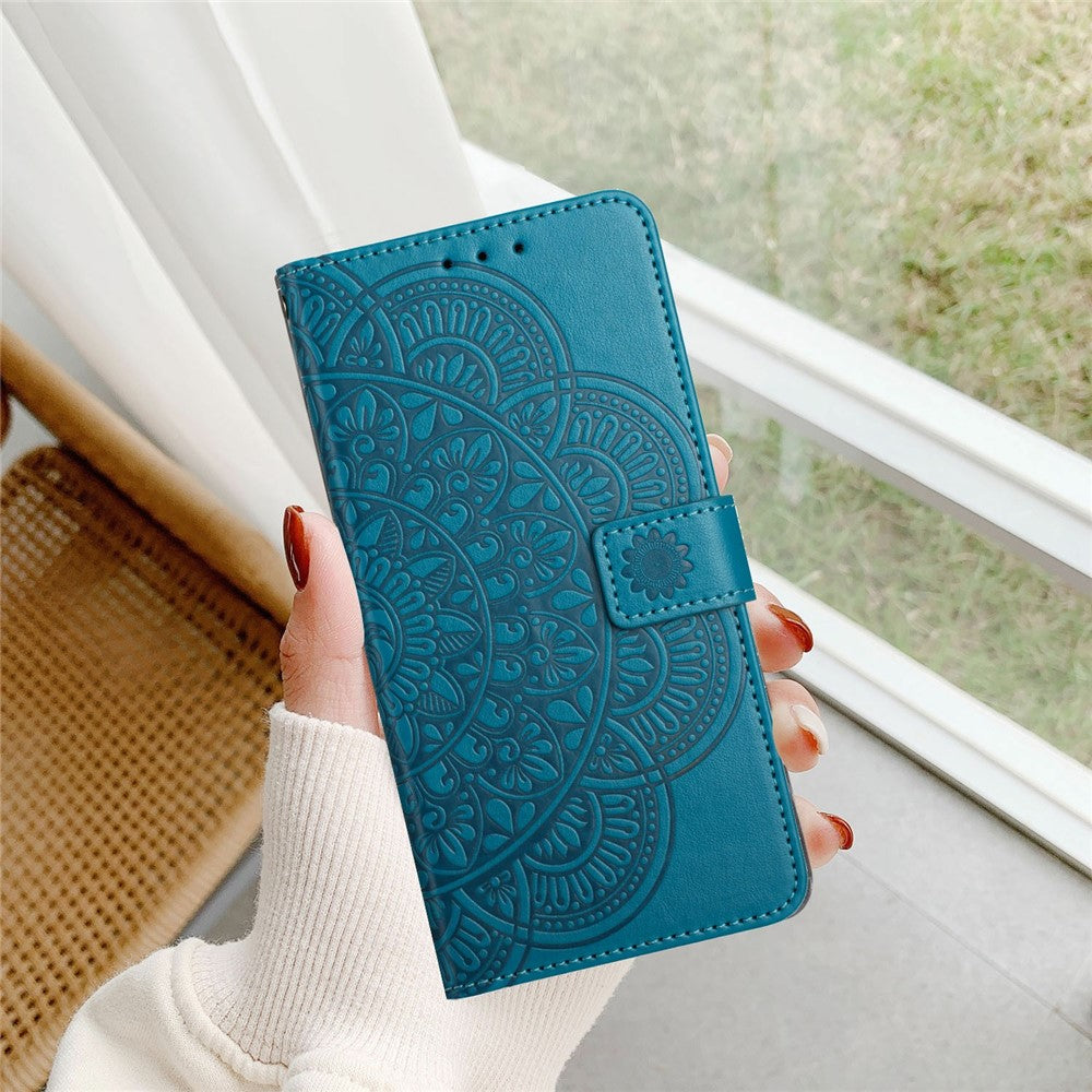 For Xiaomi Redmi Note 15 Pro 5G (Global) Leather Case with Card Slots Mandala Pattern Phone Cover Stand - Blue