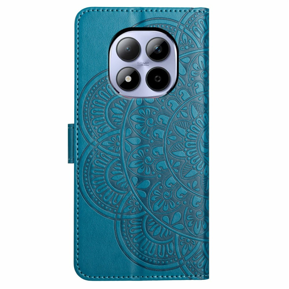 For Xiaomi Redmi Note 15 Pro 5G (Global) Leather Case with Card Slots Mandala Pattern Phone Cover Stand - Blue