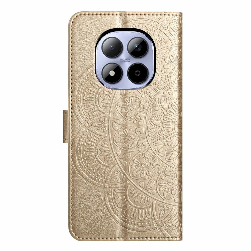 For Xiaomi Redmi Note 15 Pro 5G (Global) Leather Case with Card Slots Mandala Pattern Phone Cover Stand - Gold