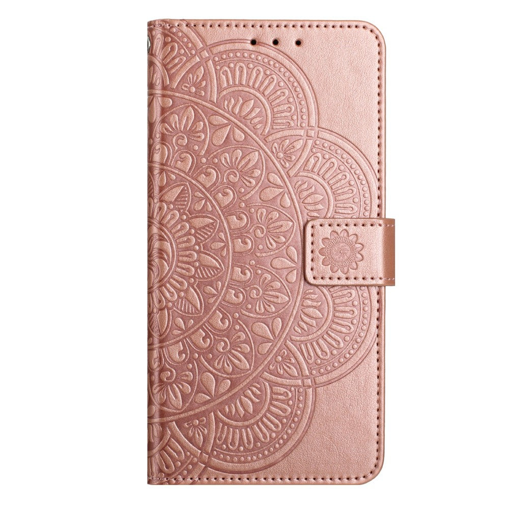For Xiaomi Redmi Note 15 Pro 5G (Global) Leather Case with Card Slots Mandala Pattern Phone Cover Stand - Rose Gold