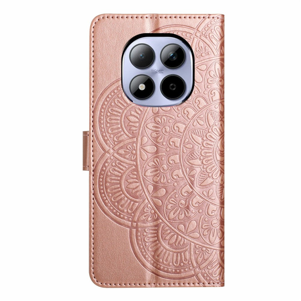 For Xiaomi Redmi Note 15 Pro 5G (Global) Leather Case with Card Slots Mandala Pattern Phone Cover Stand - Rose Gold