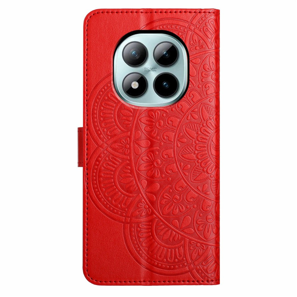 For Xiaomi Poco M8 Pro 5G / Redmi Note 15 Pro+ 5G (Global) Leather Case with Card Slots Mandala Pattern Phone Cover Stand - Red