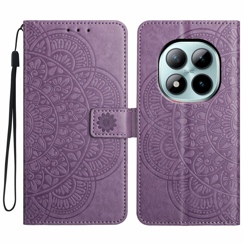 For Xiaomi Poco M8 Pro 5G / Redmi Note 15 Pro+ 5G (Global) Leather Case with Card Slots Mandala Pattern Phone Cover Stand - Purple