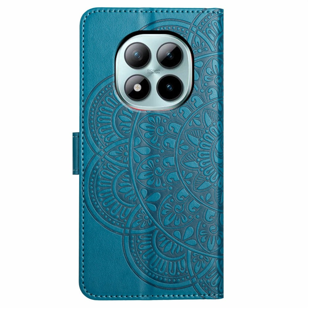 For Xiaomi Poco M8 Pro 5G / Redmi Note 15 Pro+ 5G (Global) Leather Case with Card Slots Mandala Pattern Phone Cover Stand - Blue
