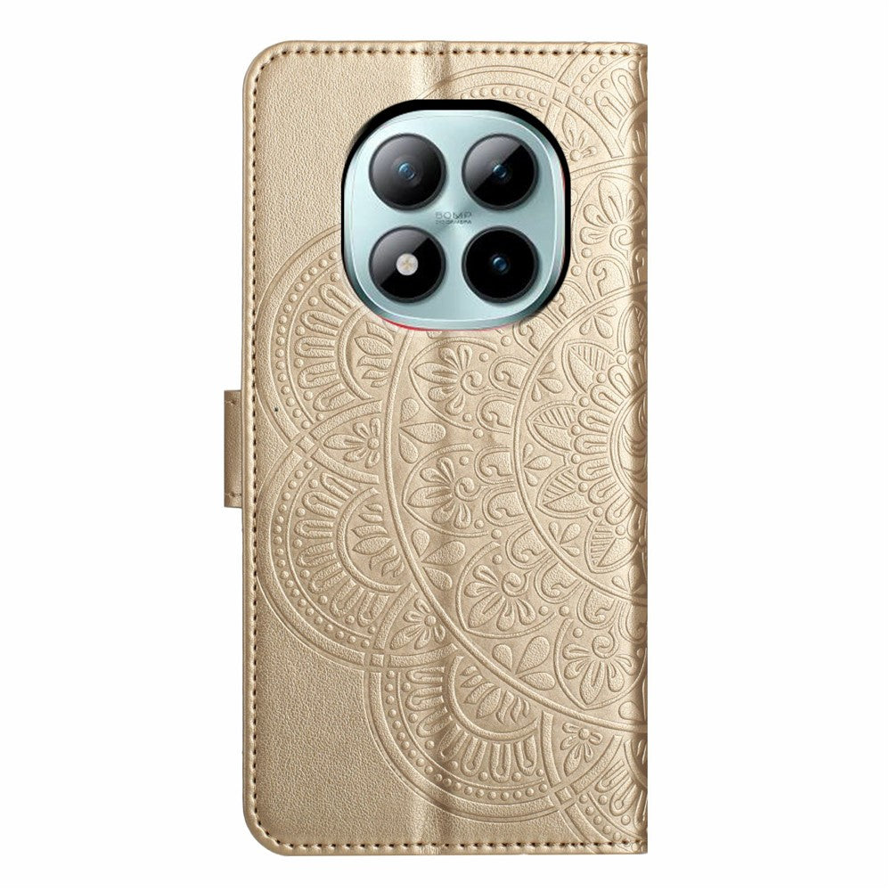 For Xiaomi Poco M8 Pro 5G / Redmi Note 15 Pro+ 5G (Global) Leather Case with Card Slots Mandala Pattern Phone Cover Stand - Gold