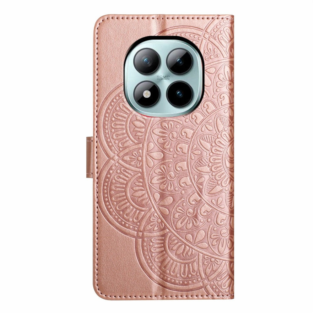 For Xiaomi Poco M8 Pro 5G / Redmi Note 15 Pro+ 5G (Global) Leather Case with Card Slots Mandala Pattern Phone Cover Stand - Rose Gold