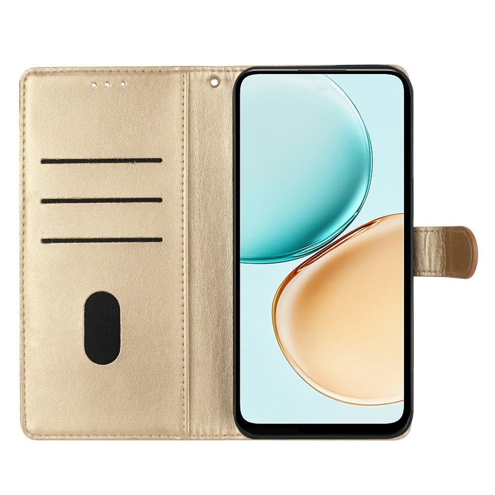 For Xiaomi Redmi Note 15 Pro 5G (Global) Wallet Phone Case Butterfly Floral Imprint Leather Flip Cover with Strap - Gold