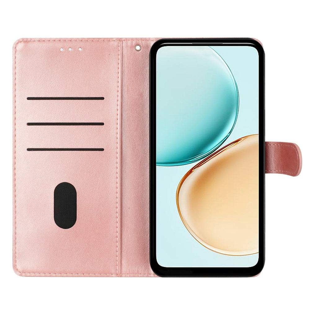For Xiaomi Redmi Note 15 Pro 5G (Global) Wallet Phone Case Butterfly Floral Imprint Leather Flip Cover with Strap - Rose Gold