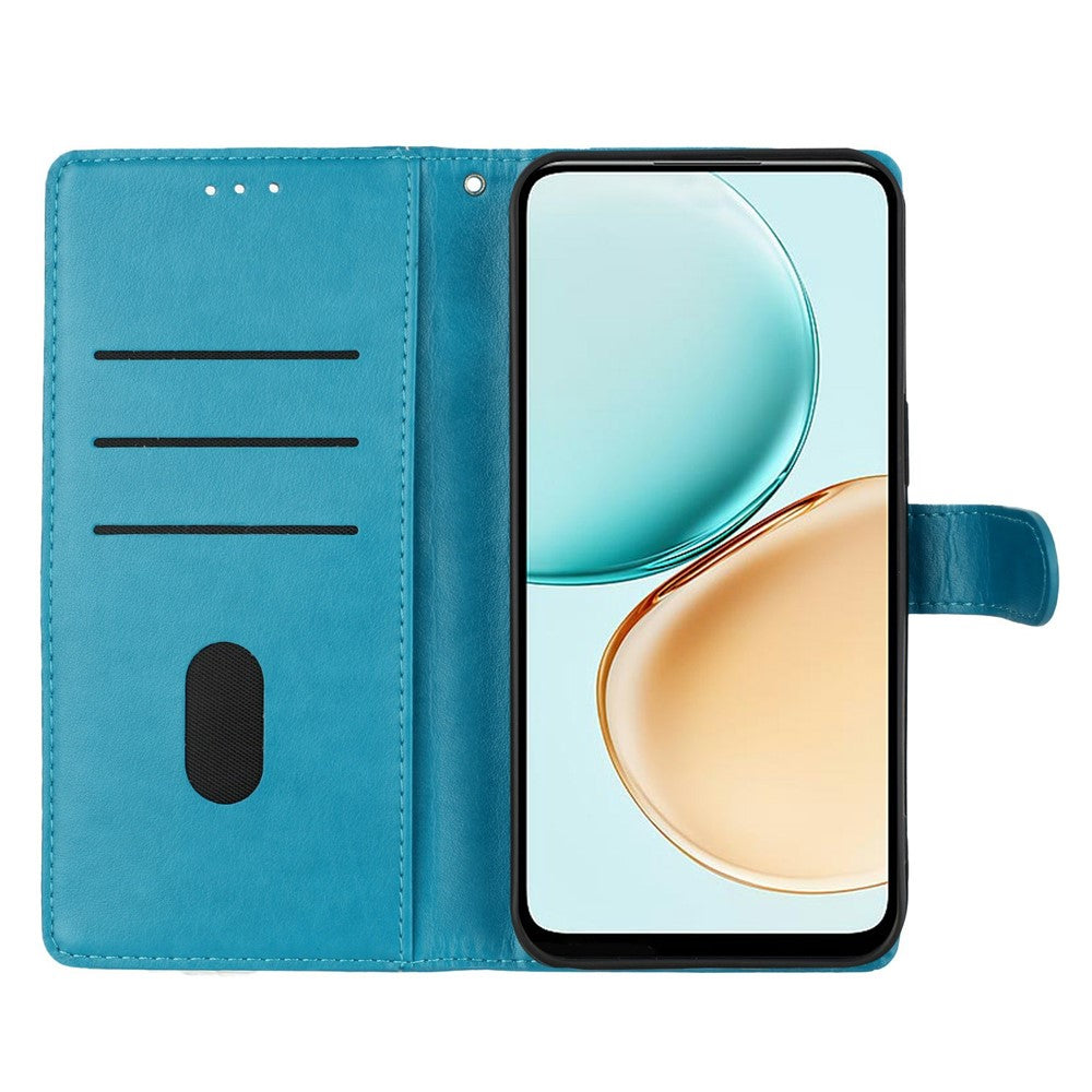For Xiaomi Redmi Note 15 Pro 5G (Global) Wallet Phone Case Butterfly Floral Imprint Leather Flip Cover with Strap - Blue