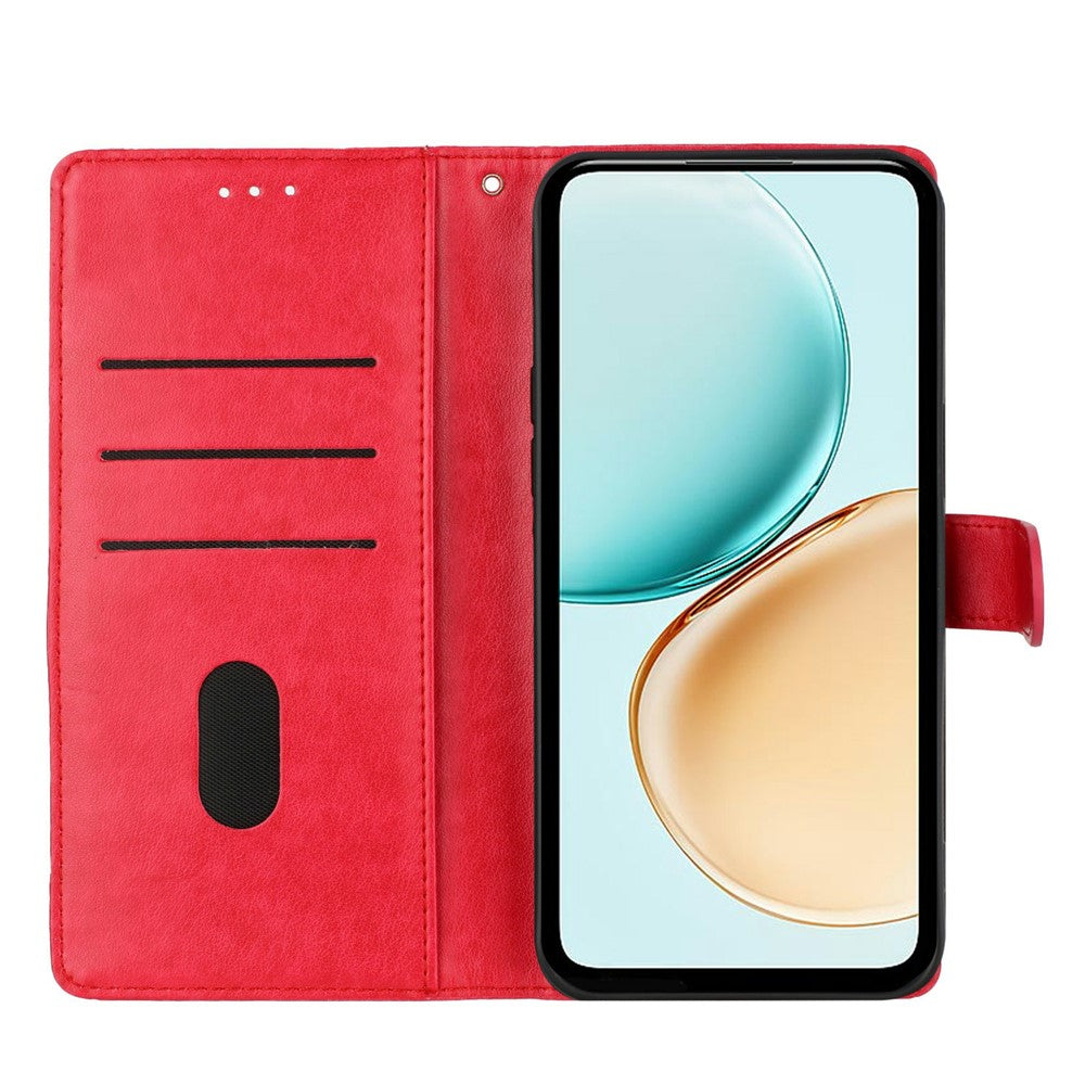For Xiaomi Poco M8 Pro 5G / Redmi Note 15 Pro+ 5G (Global) Wallet Phone Case Butterfly Floral Imprint Leather Flip Cover with Strap - Red