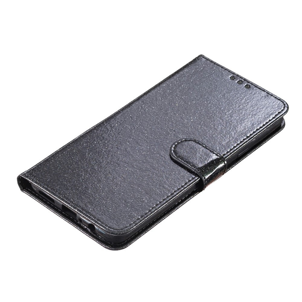 For Xiaomi Poco M8 Pro 5G / Redmi Note 15 Pro+ 5G (Global) Wallet Case Glitter Anti-Scratch Leather Stand Phone Cover with Strap - Black