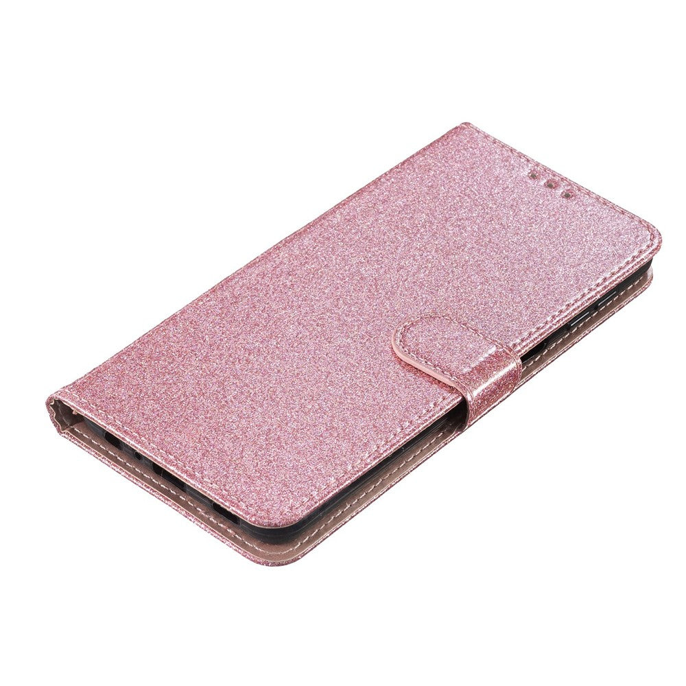 For Xiaomi Poco M8 Pro 5G / Redmi Note 15 Pro+ 5G (Global) Wallet Case Glitter Anti-Scratch Leather Stand Phone Cover with Strap - Rose Gold