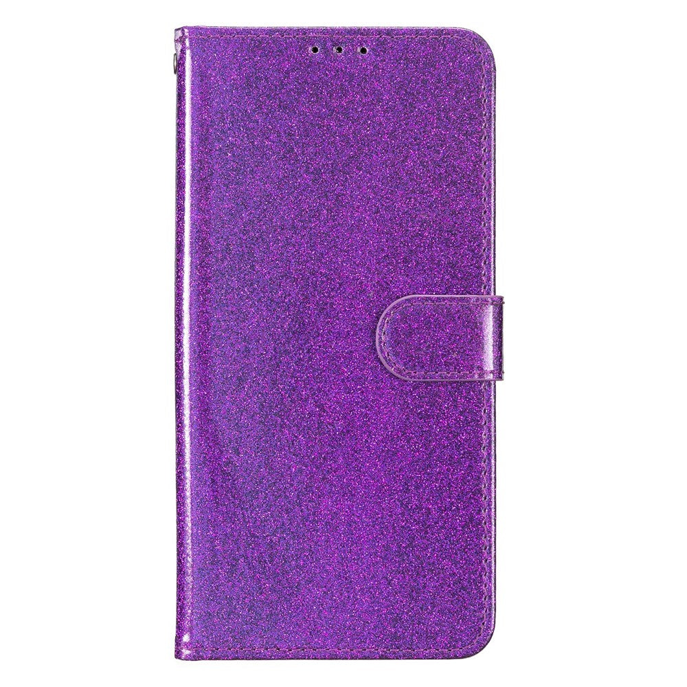 For Xiaomi Poco M8 Pro 5G / Redmi Note 15 Pro+ 5G (Global) Wallet Case Glitter Anti-Scratch Leather Stand Phone Cover with Strap - Purple