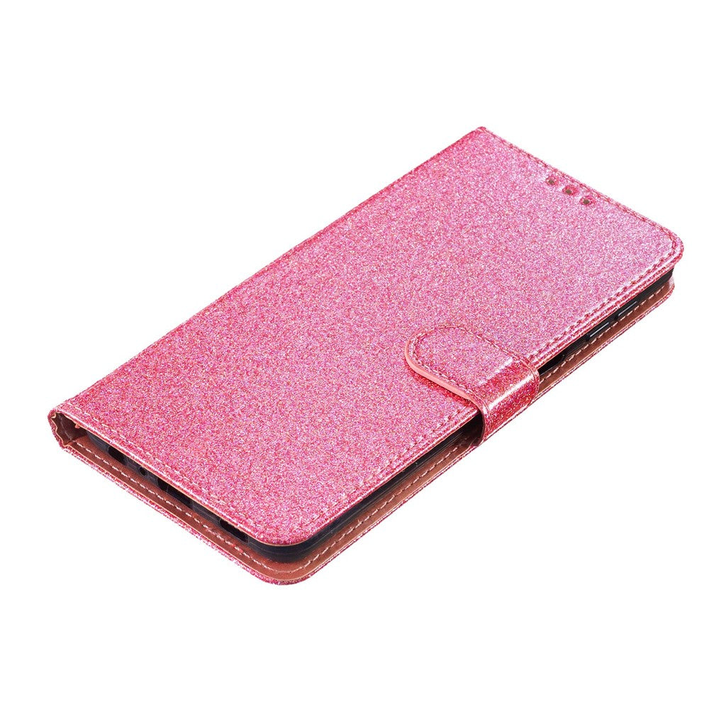For Xiaomi Poco M8 Pro 5G / Redmi Note 15 Pro+ 5G (Global) Wallet Case Glitter Anti-Scratch Leather Stand Phone Cover with Strap - Pink
