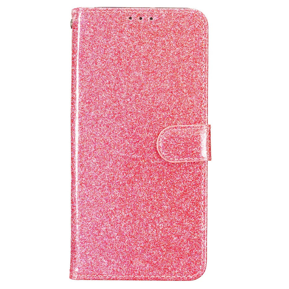 For Xiaomi Poco M8 Pro 5G / Redmi Note 15 Pro+ 5G (Global) Wallet Case Glitter Anti-Scratch Leather Stand Phone Cover with Strap - Pink