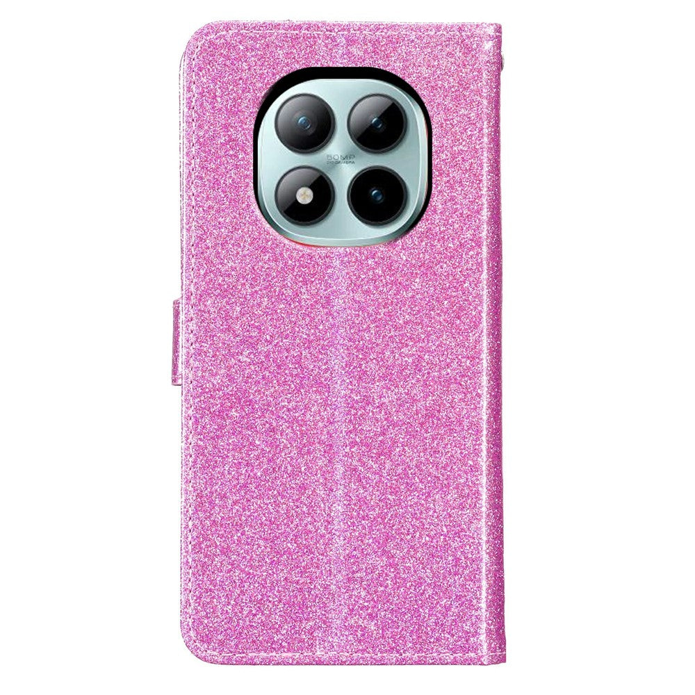 For Xiaomi Poco M8 Pro 5G / Redmi Note 15 Pro+ 5G (Global) Wallet Case Glitter Anti-Scratch Leather Stand Phone Cover with Strap - Light Purple