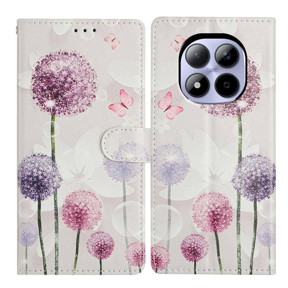 For Xiaomi Redmi Note 15 Pro 5G (Global) Case Pattern Printing Wallet Stand Flip Leather Phone Cover with Strap - Dandelion