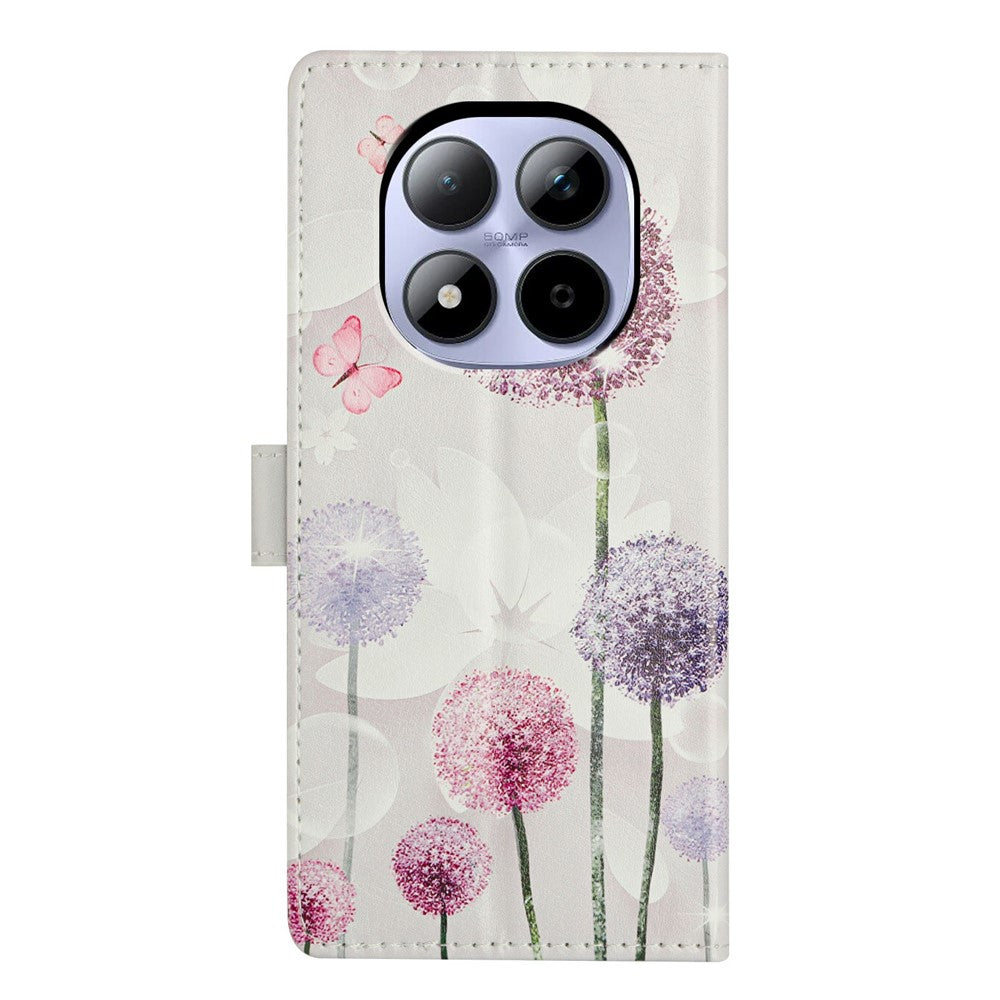 For Xiaomi Redmi Note 15 Pro 5G (Global) Case Pattern Printing Wallet Stand Flip Leather Phone Cover with Strap - Dandelion