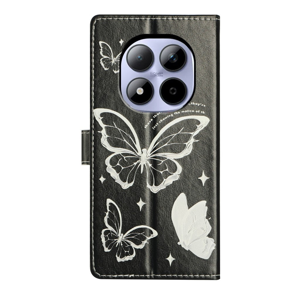 For Xiaomi Redmi Note 15 Pro 5G (Global) Case Pattern Printing Wallet Stand Flip Leather Phone Cover with Strap - Butterfly