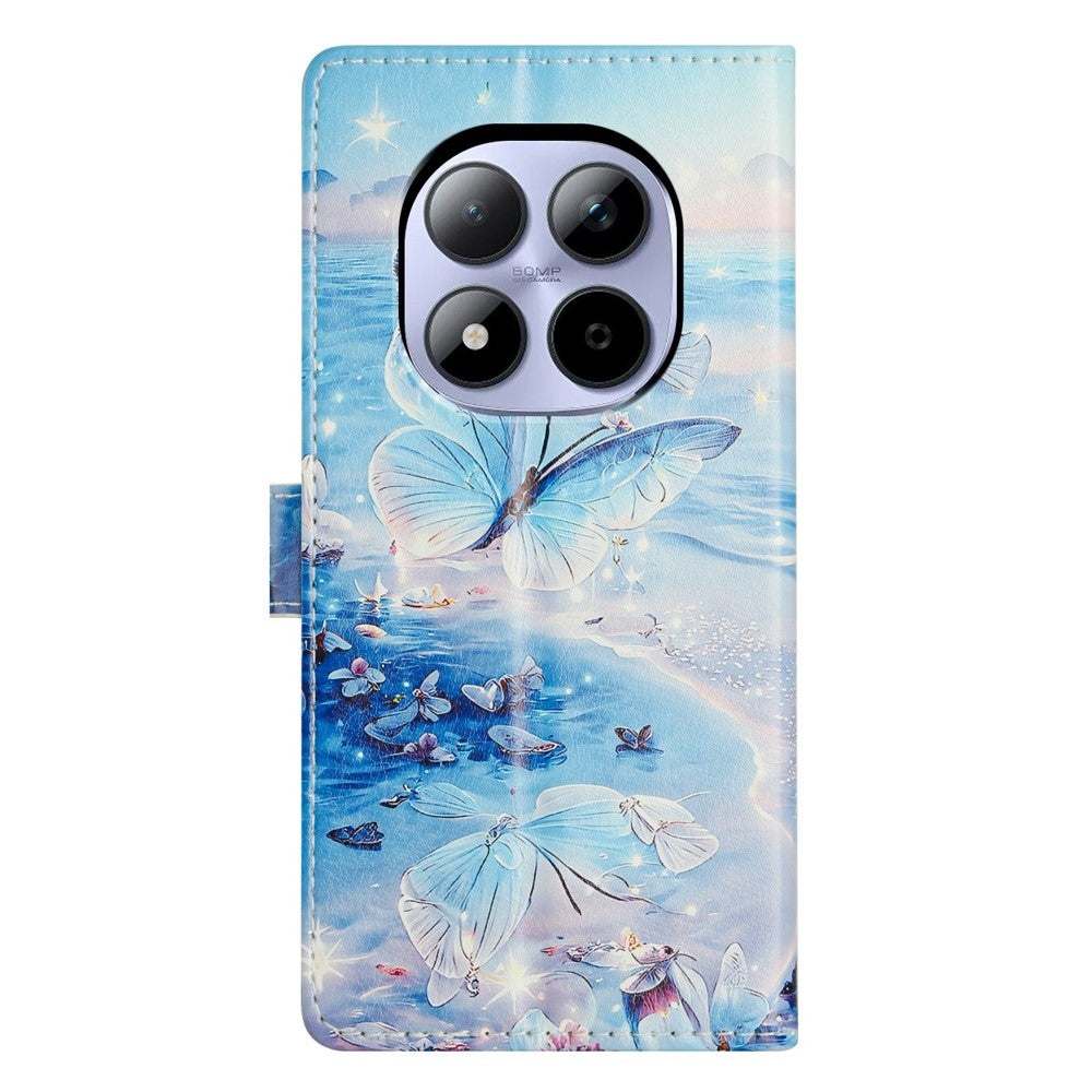For Xiaomi Redmi Note 15 Pro 5G (Global) Case Pattern Printing Wallet Stand Flip Leather Phone Cover with Strap - Ocean Butterfly