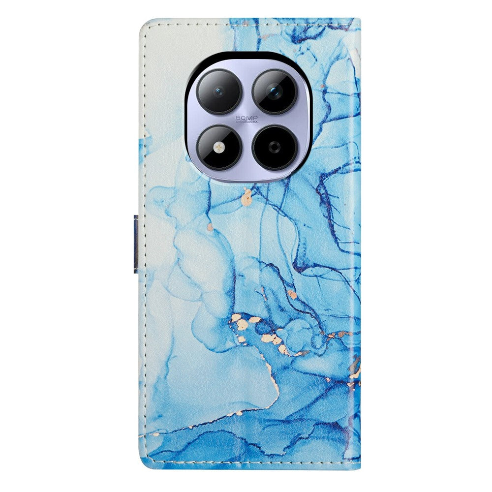 For Xiaomi Redmi Note 15 Pro 5G (Global) Case Pattern Printing Wallet Stand Flip Leather Phone Cover with Strap - Blue Marble