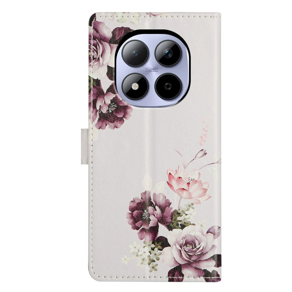 For Xiaomi Redmi Note 15 Pro 5G (Global) Case Pattern Printing Wallet Stand Flip Leather Phone Cover with Strap - Cross Rose