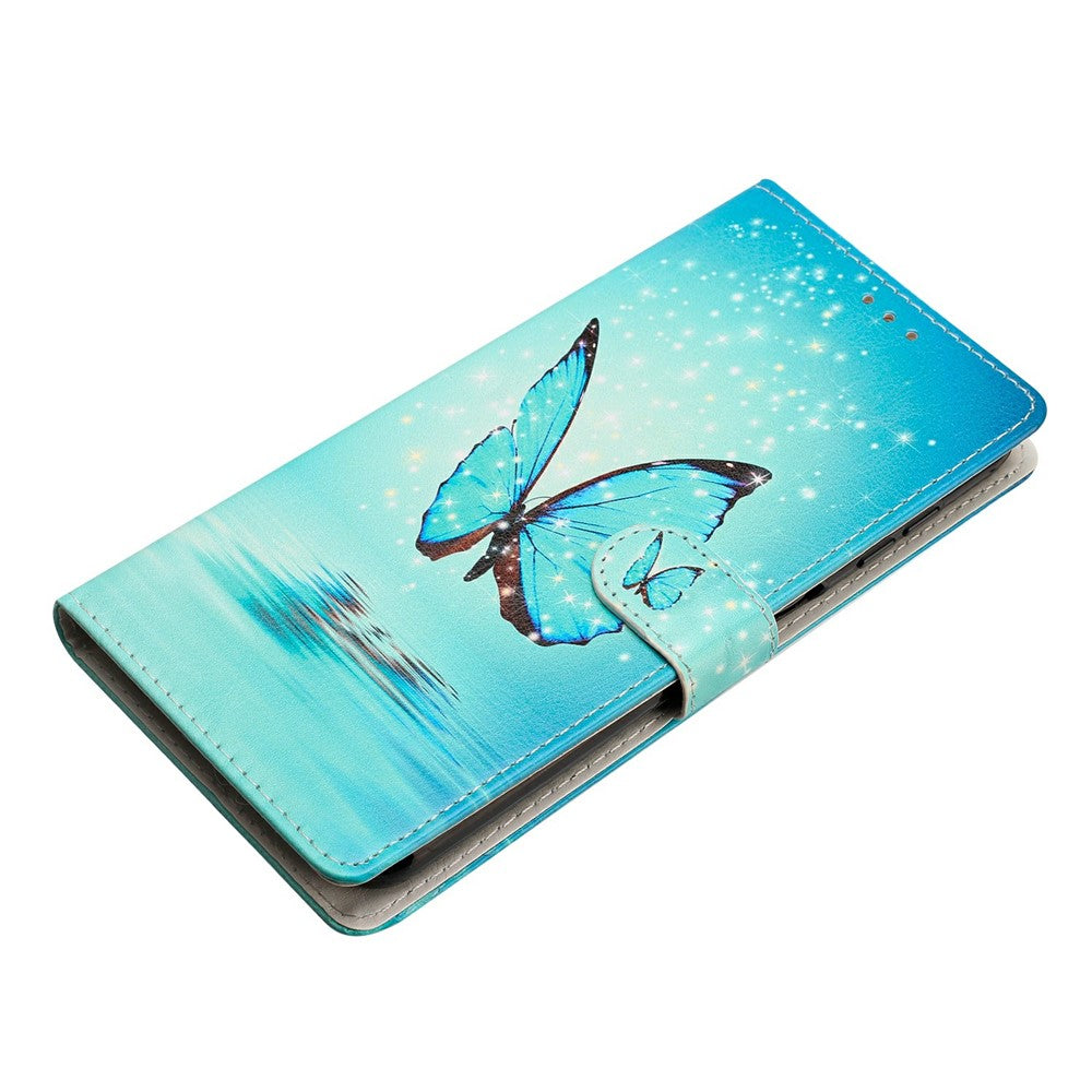 For Xiaomi Redmi Note 15 Pro 5G (Global) Wallet Case PU Leather Pattern Printing Stand Phone Cover with Strap - Blue Butterfly