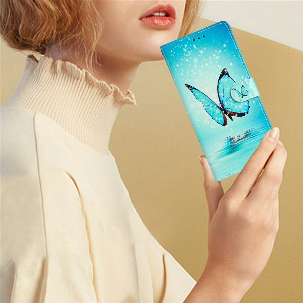 For Xiaomi Redmi Note 15 Pro 5G (Global) Wallet Case PU Leather Pattern Printing Stand Phone Cover with Strap - Blue Butterfly