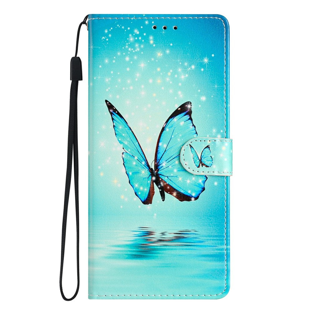 For Xiaomi Redmi Note 15 Pro 5G (Global) Wallet Case PU Leather Pattern Printing Stand Phone Cover with Strap - Blue Butterfly