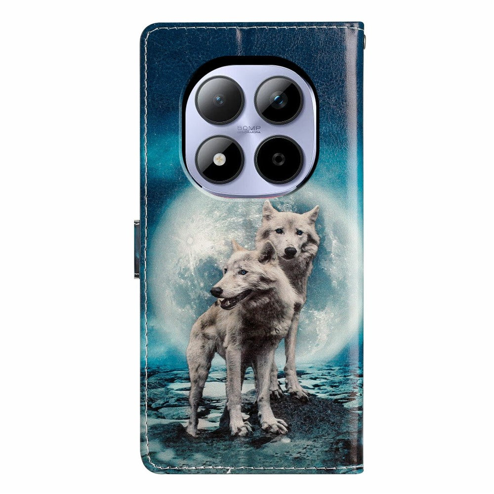 For Xiaomi Redmi Note 15 Pro 5G (Global) Wallet Case PU Leather Pattern Printing Stand Phone Cover with Strap - Two Wolves