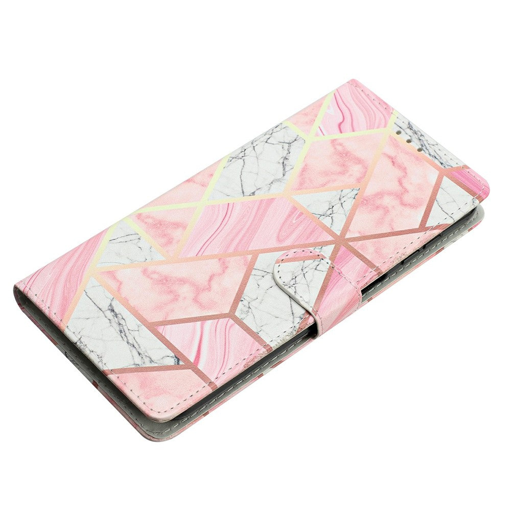 For Xiaomi Redmi Note 15 Pro 5G (Global) Wallet Case PU Leather Pattern Printing Stand Phone Cover with Strap - Pink Marble