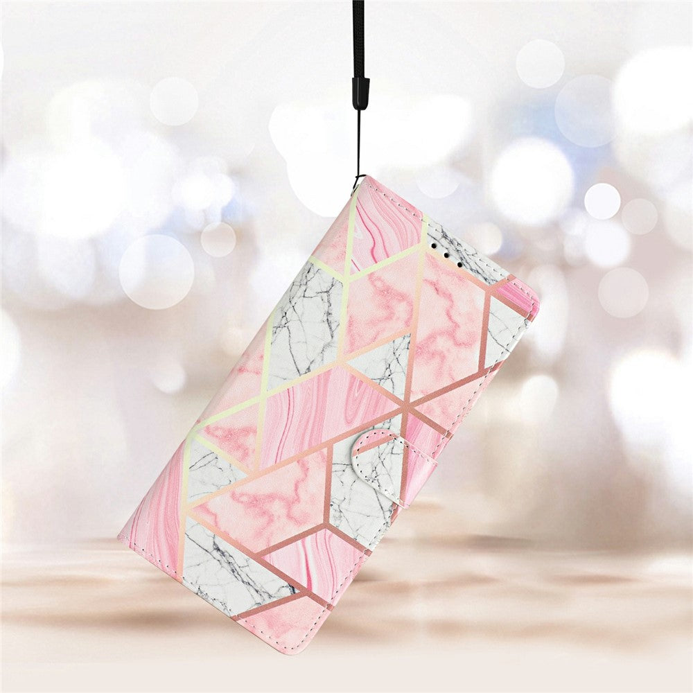 For Xiaomi Redmi Note 15 Pro 5G (Global) Wallet Case PU Leather Pattern Printing Stand Phone Cover with Strap - Pink Marble