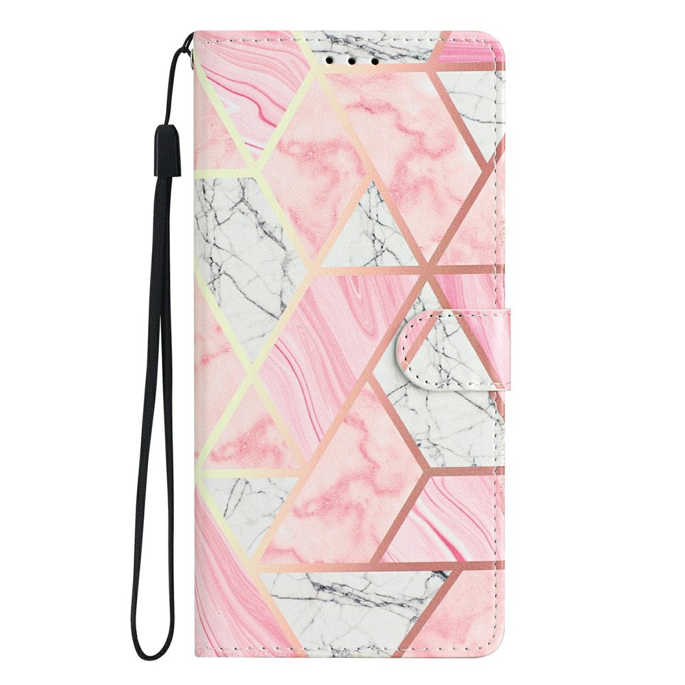 For Xiaomi Redmi Note 15 Pro 5G (Global) Wallet Case PU Leather Pattern Printing Stand Phone Cover with Strap - Pink Marble